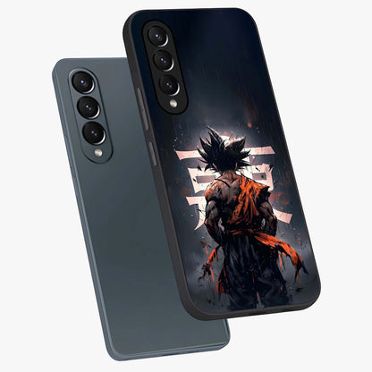 Dark Warrior In Rain Glass Case displayed in angled mockup highlighting dramatic warrior illustration with dark rain aesthetic.
