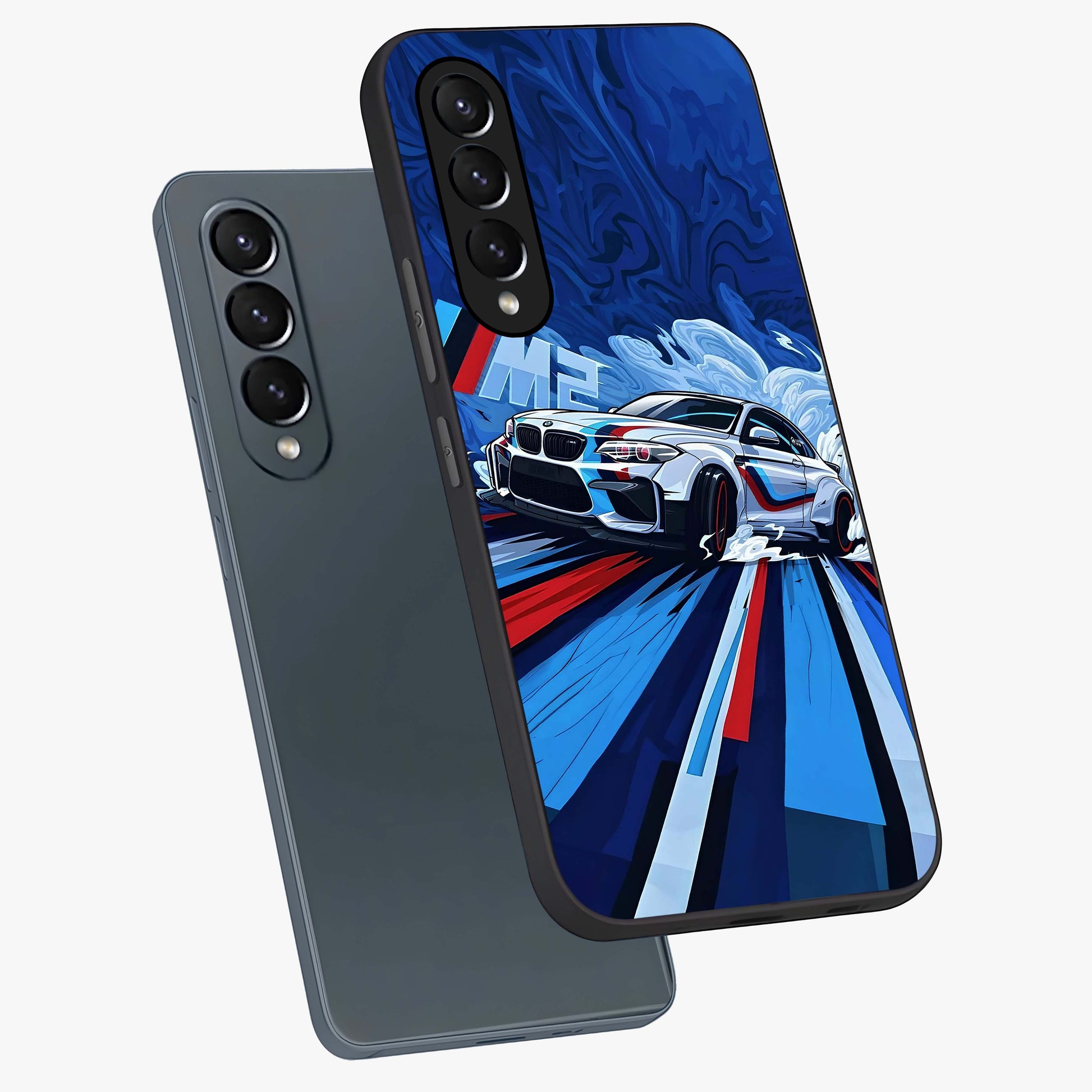 Drift Power Rush Glass Case displayed in angled mockup highlighting powerful drift car design with sporty aesthetic style.