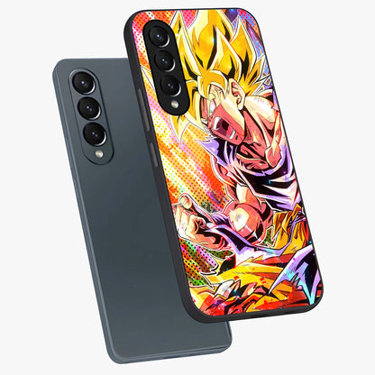 Firing Goku Glass Case displayed in angled mockup highlighting dynamic anime character design with action aesthetic.