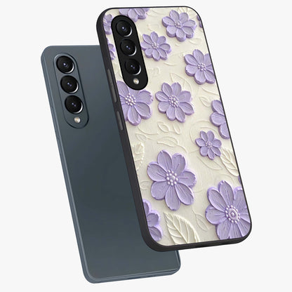 Floral Wall Art With Purple Flowers Glass Case displayed in angled mockup highlighting vibrant purple floral illustration with artistic aesthetic.
