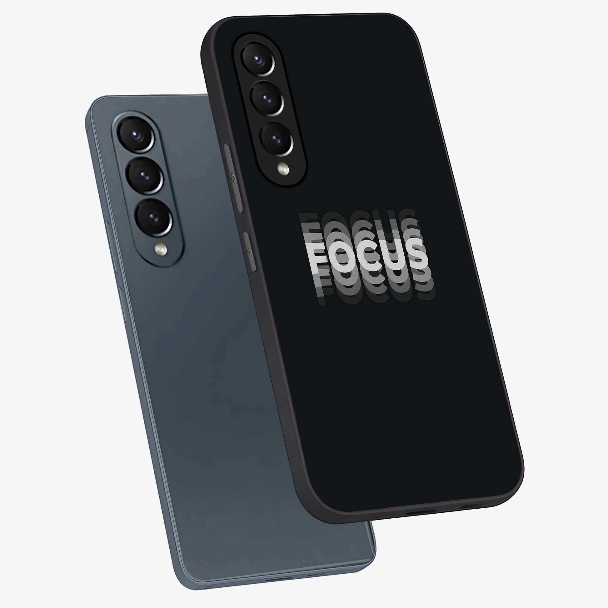 Focus Mode On Glass Case displayed in angled mockup highlighting clean minimal text artwork with modern aesthetic style.