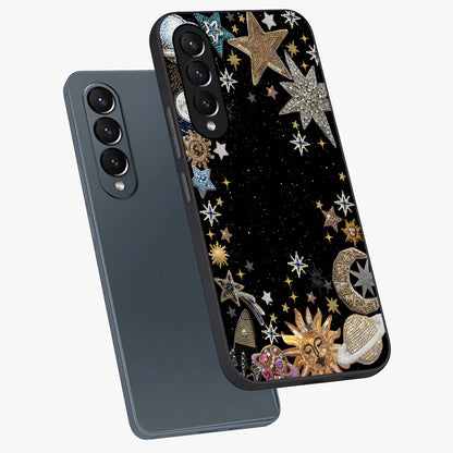Galactic Jewel Stars Glass Case displayed in angled mockup highlighting shining celestial star design with cosmic aesthetic style.