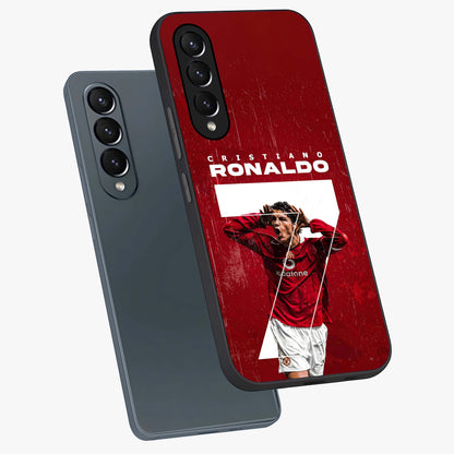 Goal Celebration Legacy Glass Case displayed in angled mockup highlighting energetic sports celebration design with bold athletic theme.