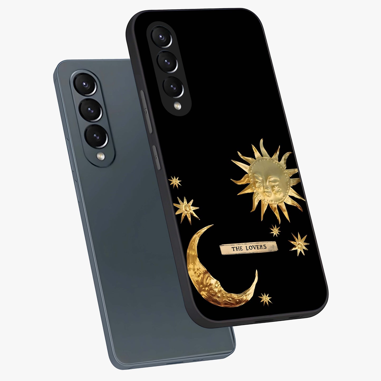 Gold Sun Blush Glass Case displayed in angled mockup highlighting radiant sun design with warm golden aesthetic.