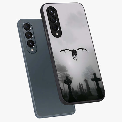 Graveyard Shadow Descent Glass Case displayed in angled mockup highlighting eerie shadow illustration with gothic aesthetic.