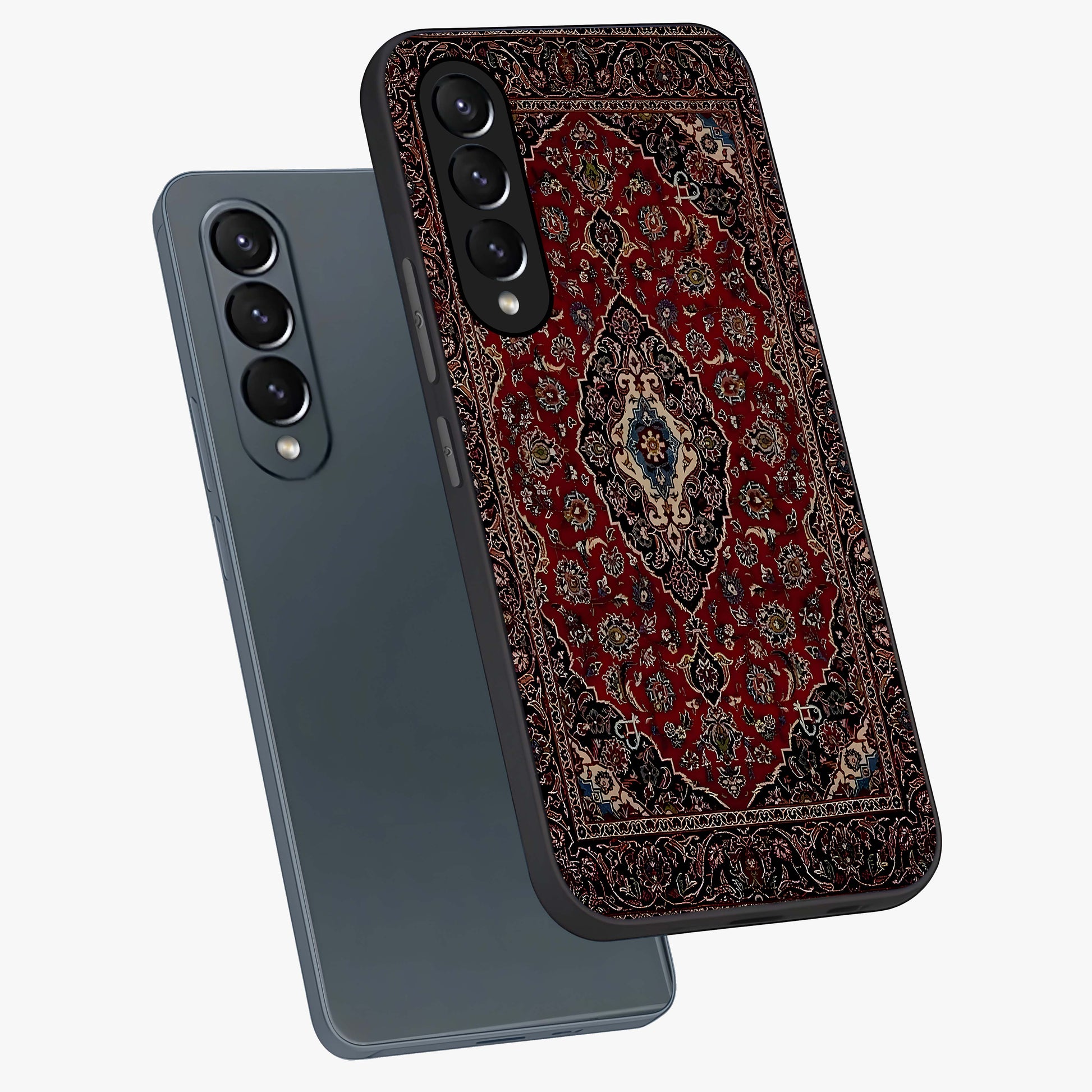 Heritage Carpet Royale Glass Case displayed in angled mockup highlighting intricate royal carpet design with heritage aesthetic.