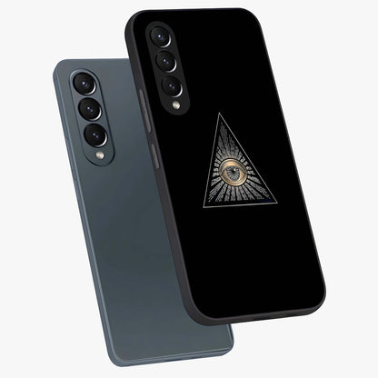 Illuminati Evil Glass Case displayed in angled mockup highlighting dark occult inspired design with bold aesthetic style.
