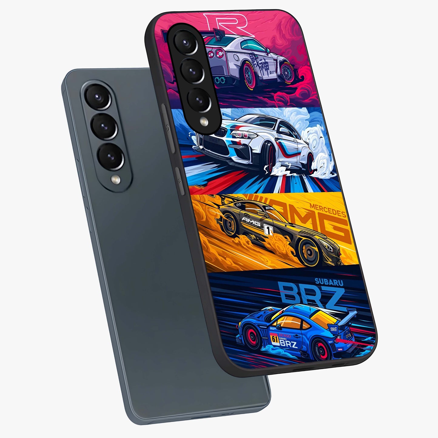 JDM Sports Car Glass Case displayed in angled mockup highlighting sleek Japanese racing car design with automotive aesthetic.