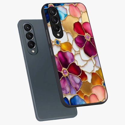 Marble Flower Pattern Glass Case displayed in angled mockup highlighting elegant marble floral design with modern aesthetic.