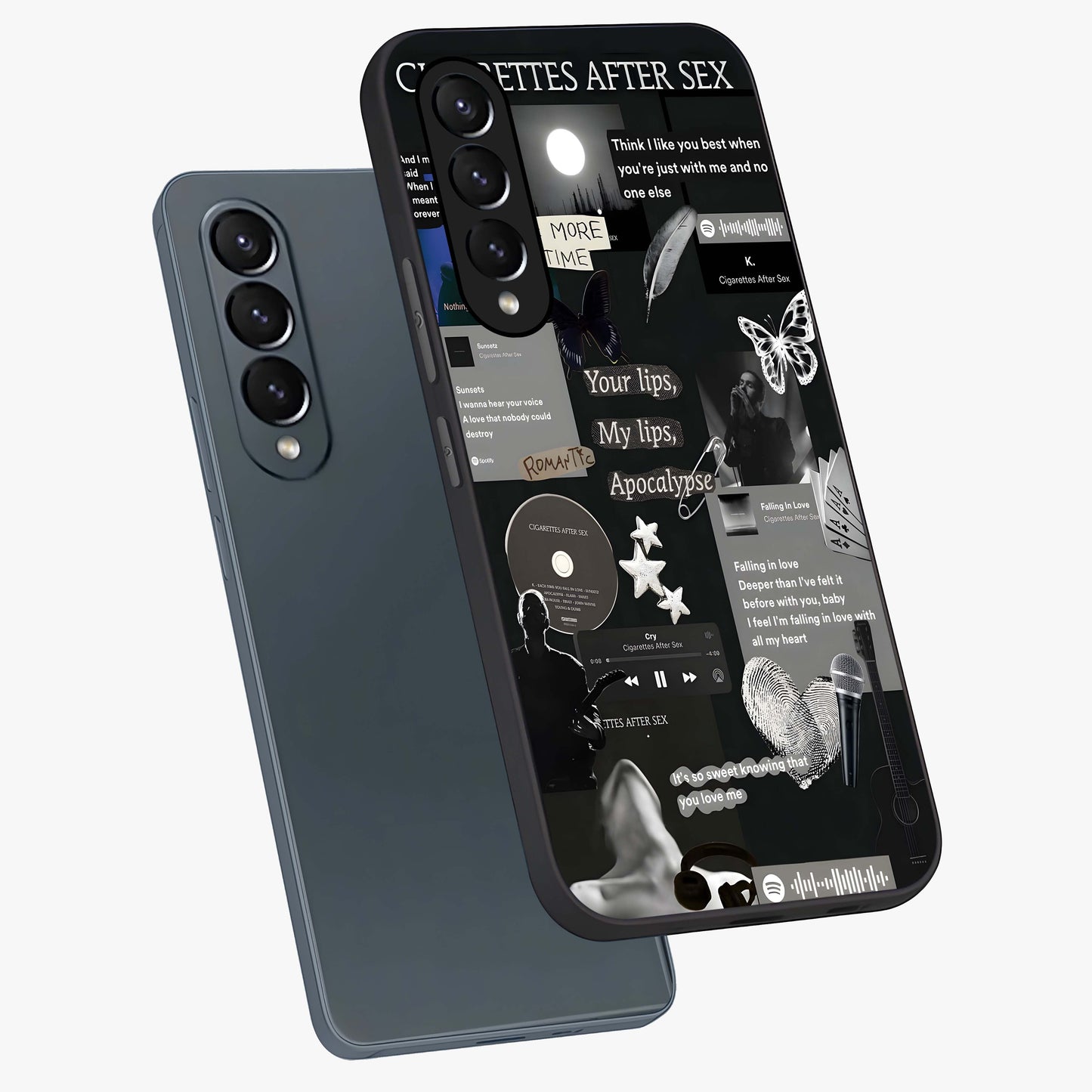 Midnight Love Echo Glass Case displayed in angled mockup highlighting elegant love inspired design with deep aesthetic style.