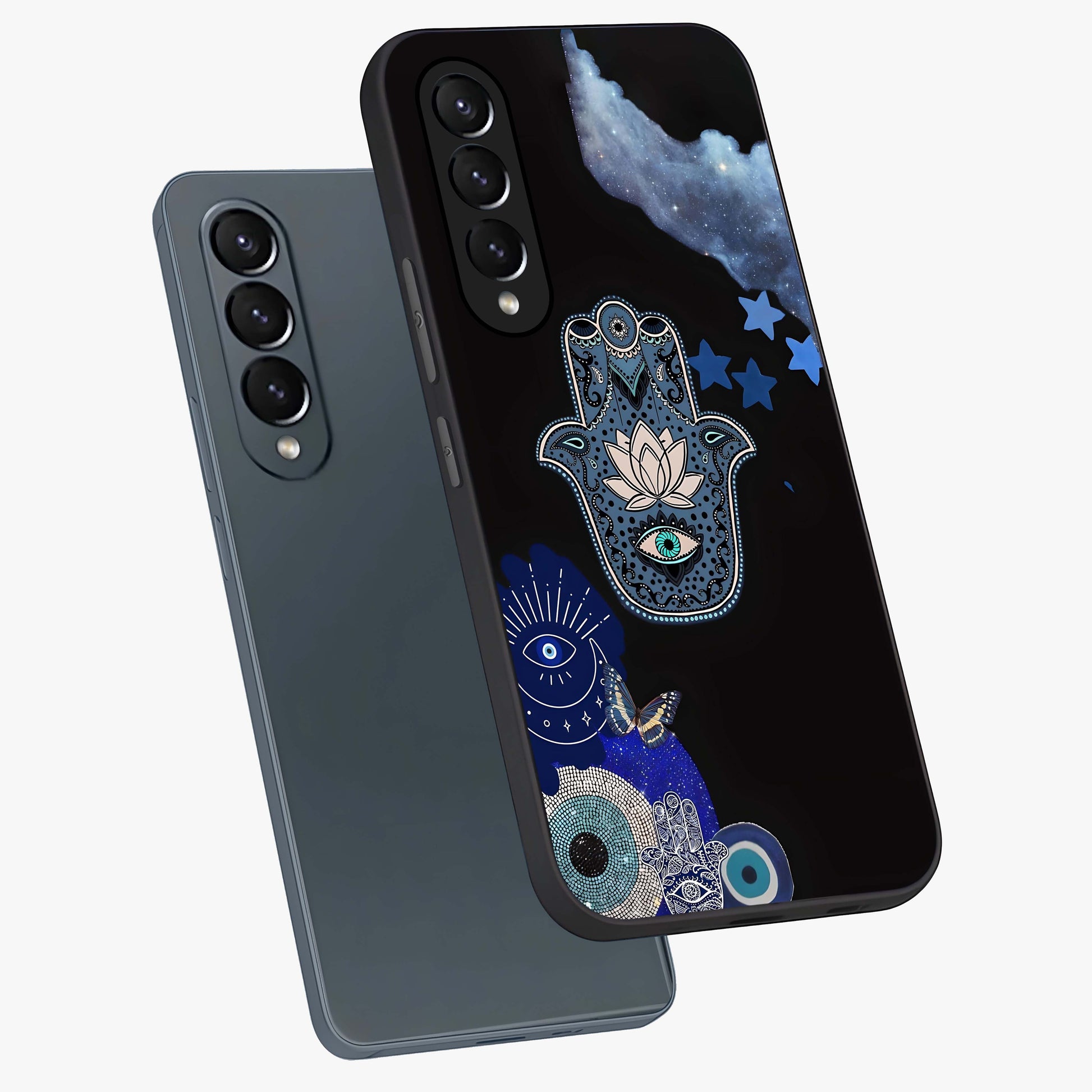 Mystic Hand Aura Glass Case displayed in angled mockup highlighting magical aura design with spiritual aesthetic style.
