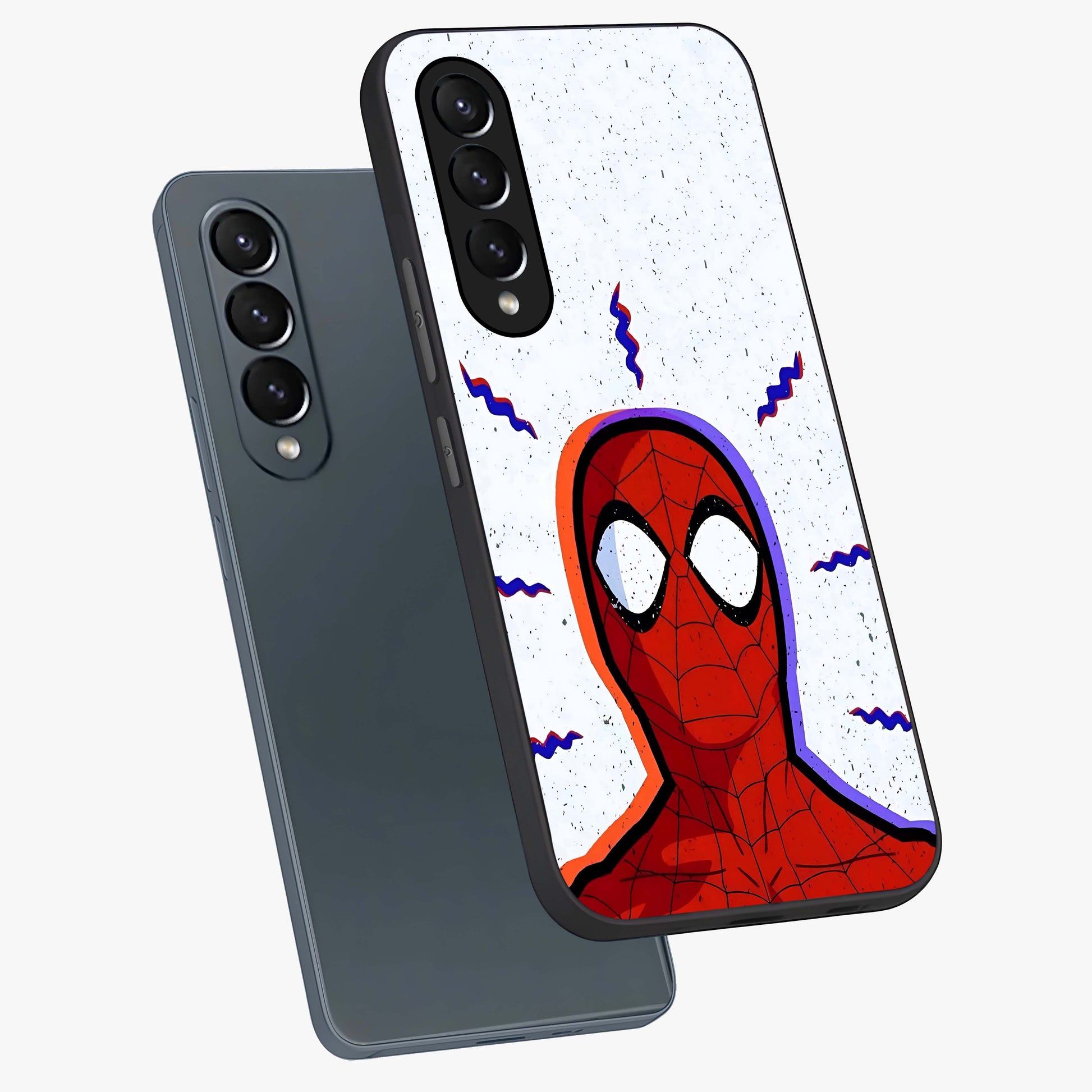 Omg Spiderman Glass Case displayed in angled mockup highlighting dynamic hero illustration with action comic aesthetic.