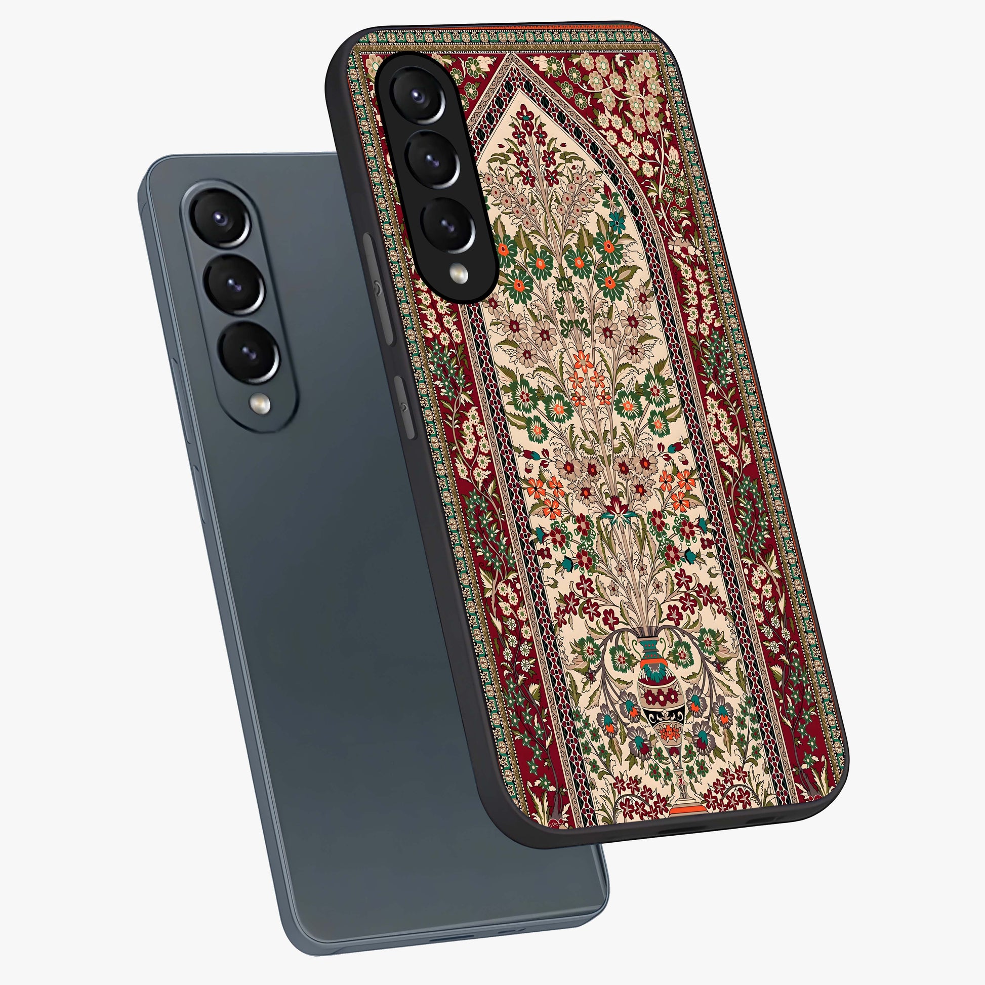 Persian Inspired Glass Case displayed in angled mockup highlighting intricate traditional design with elegant cultural aesthetic.
