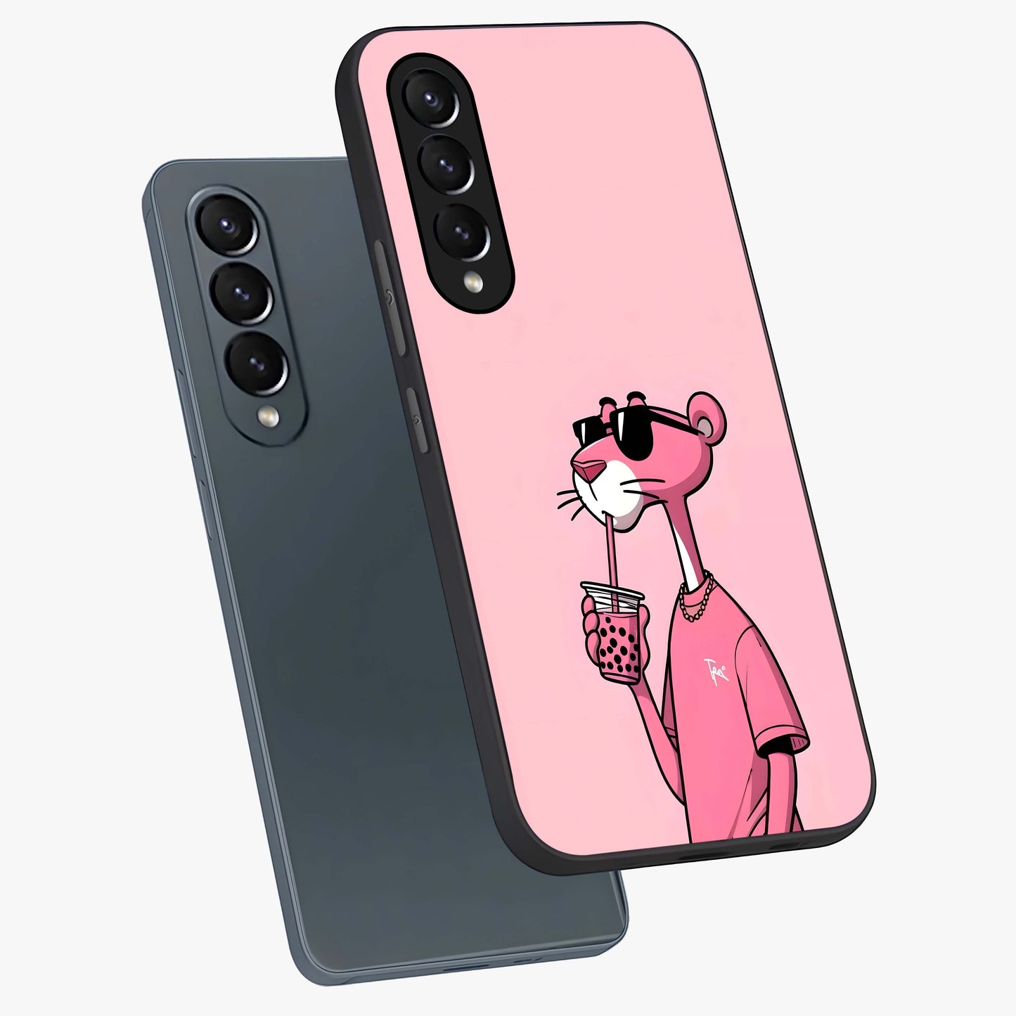 Pink Panther Glass Case displayed in angled mockup highlighting playful cartoon character design with vibrant pink aesthetic.