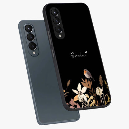 Quiet Garden Tune Custom Name Glass Case displayed in angled mockup highlighting delicate floral garden design with custom name feature.