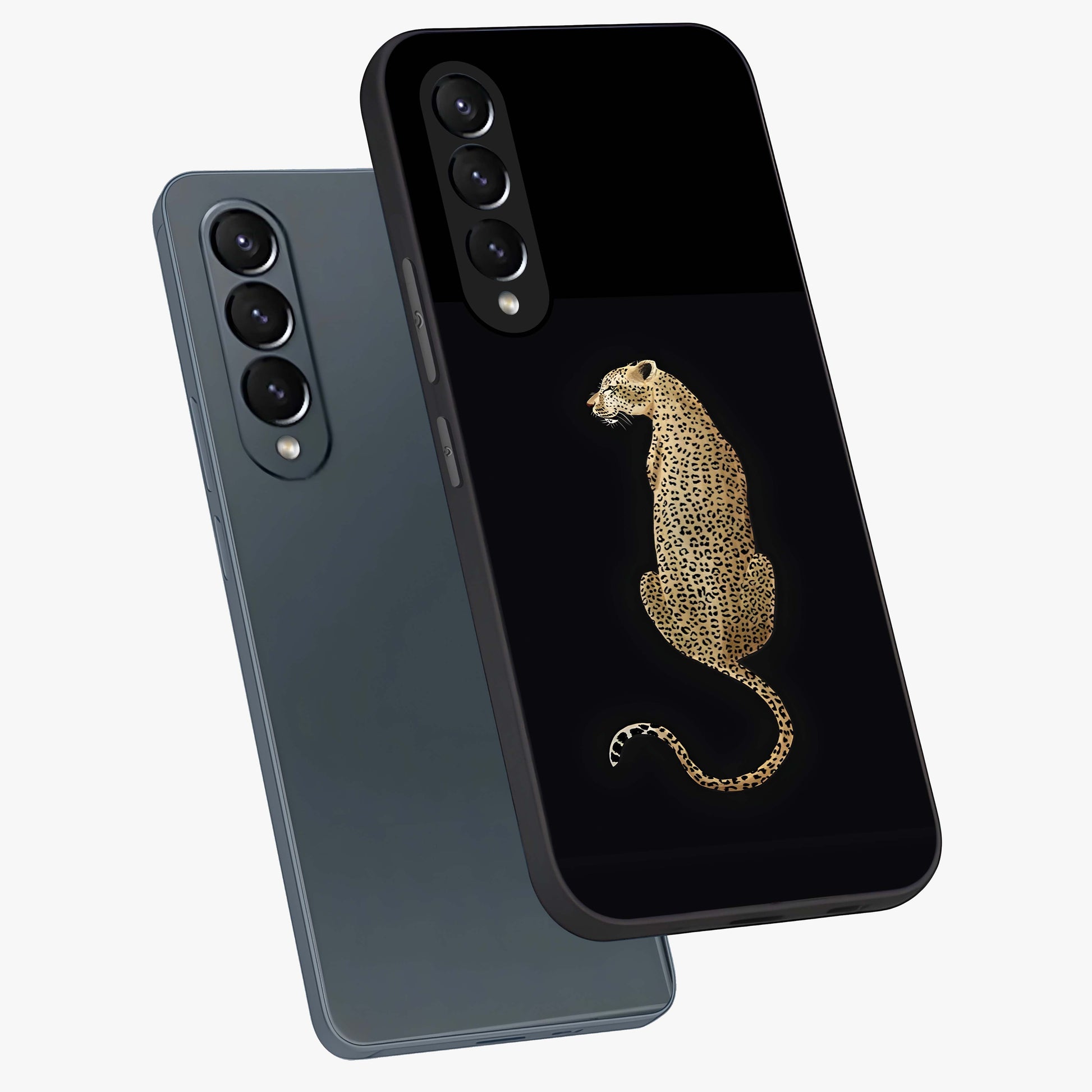 Regal Leopard Glass Case displayed in angled mockup highlighting powerful animal illustration with stylish wild aesthetic.