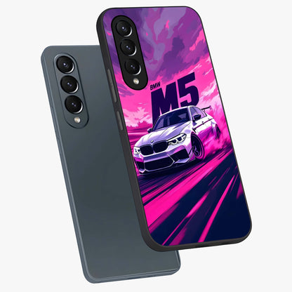 Velocity Drift Pulse Glass Case displayed in angled mockup highlighting dynamic drift design with sporty automotive aesthetic.