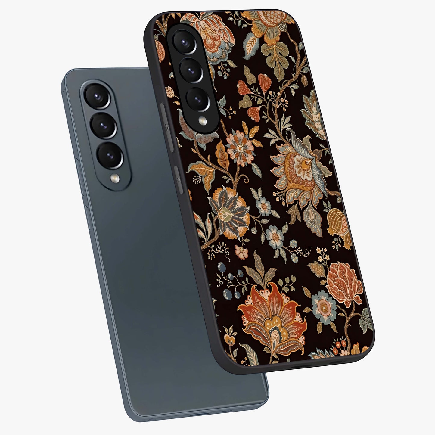 Vintage Floral Dream Glass Case displayed in angled mockup highlighting elegant vintage flower design with soft aesthetic style.