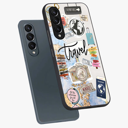 Wanderlust Journal Glass Case displayed in angled mockup highlighting adventure themed design with aesthetic travel vibe.
