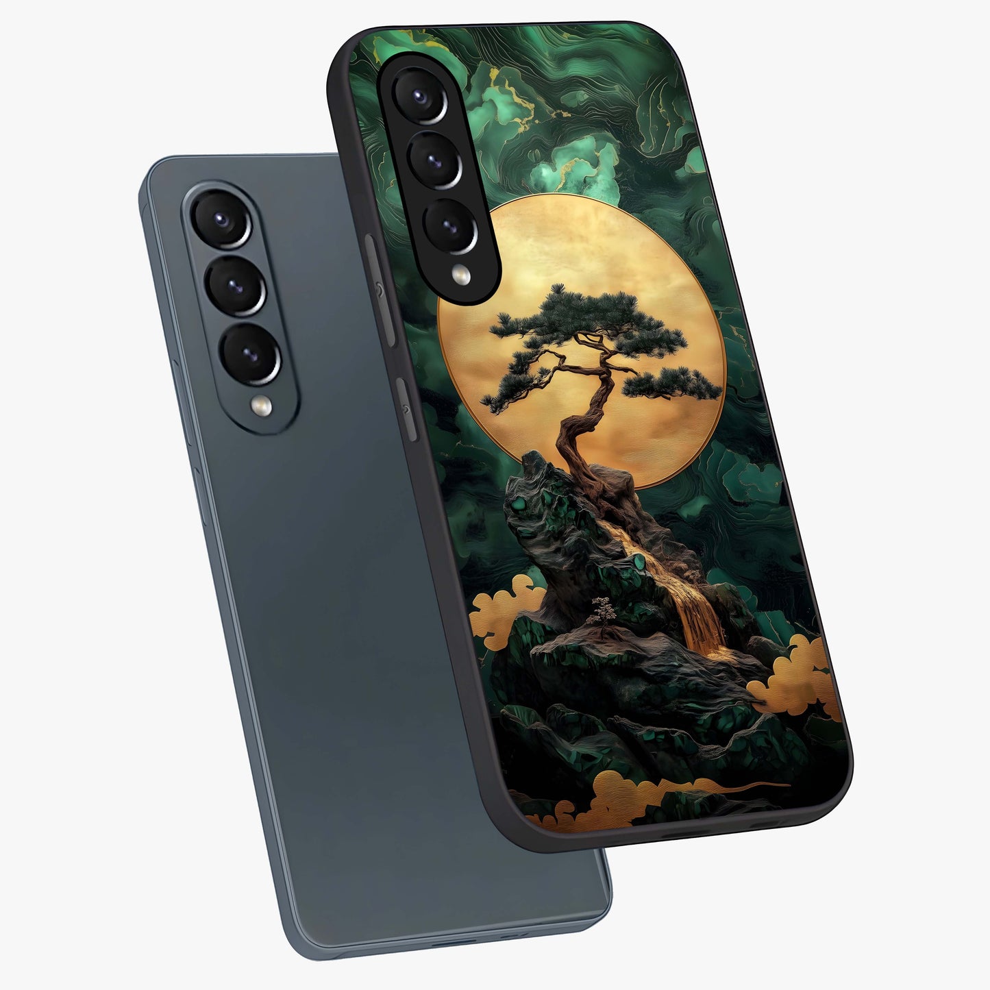Zen Moon Rise Glass Case displayed in angled mockup highlighting peaceful lunar design with zen aesthetic style.