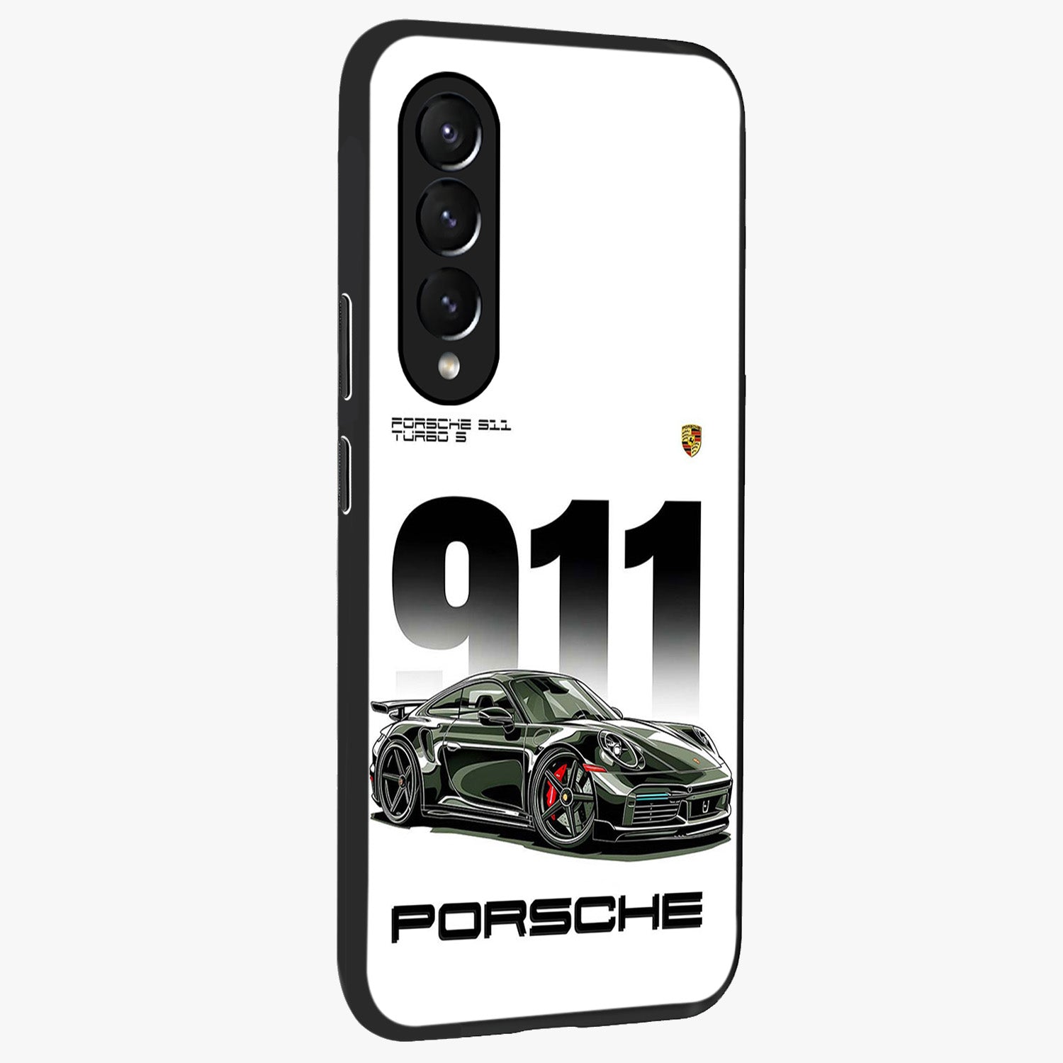 911 Turbo Dominance Glass Case upright perspective showcasing powerful racing design and modern automotive aesthetic.