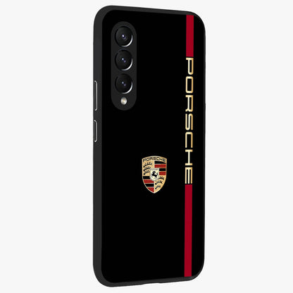 Black Minimal Porsche Glass Case upright view showcasing stylish automotive artwork with bold minimal theme.