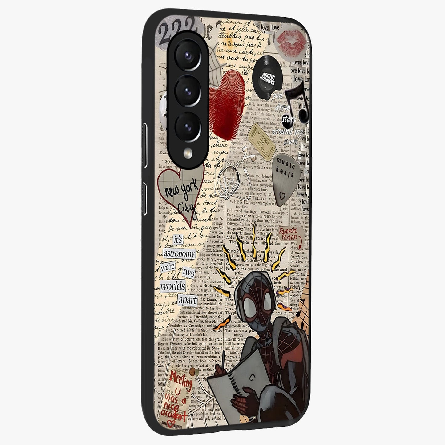 City Dream Sketch Glass Case upright view showcasing urban skyline artwork with stylish hand drawn design.