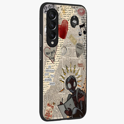 City Dream Sketch Glass Case upright view showcasing urban skyline artwork with stylish hand drawn design.