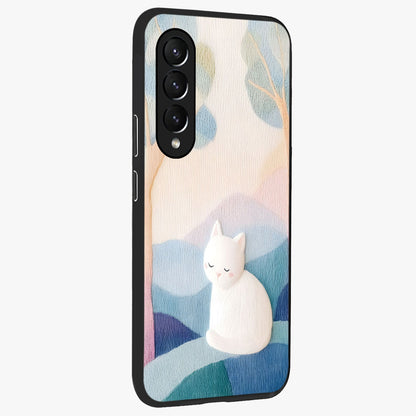 Cotton Dream Cat Glass Case upright view showcasing charming cat artwork with cozy dreamy theme.