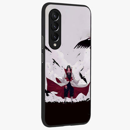 Crimson Crow Ascension Glass Case upright view showcasing dramatic crow artwork with bold gothic theme.