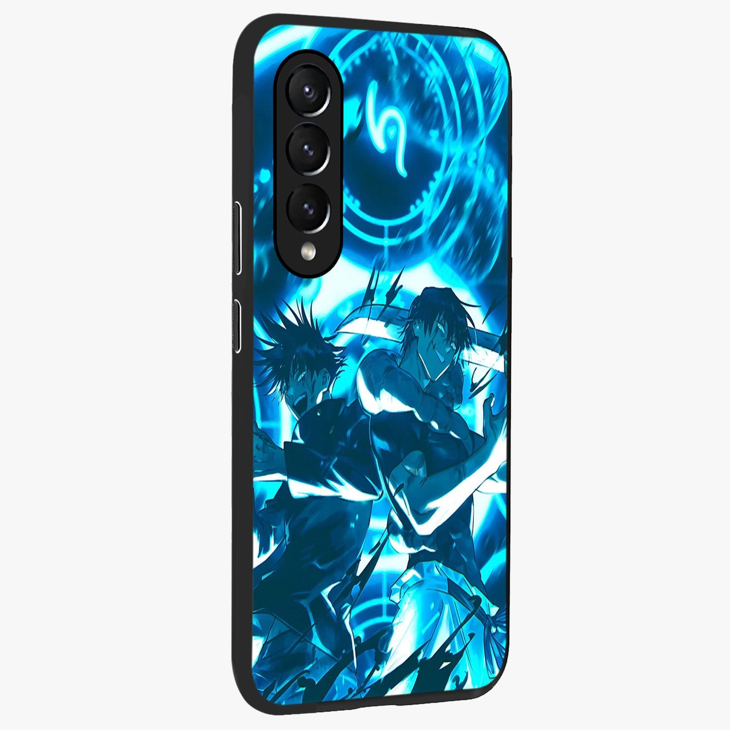 Cursed Energy Clash Glass Case upright view showcasing dramatic clash artwork with bold supernatural theme.