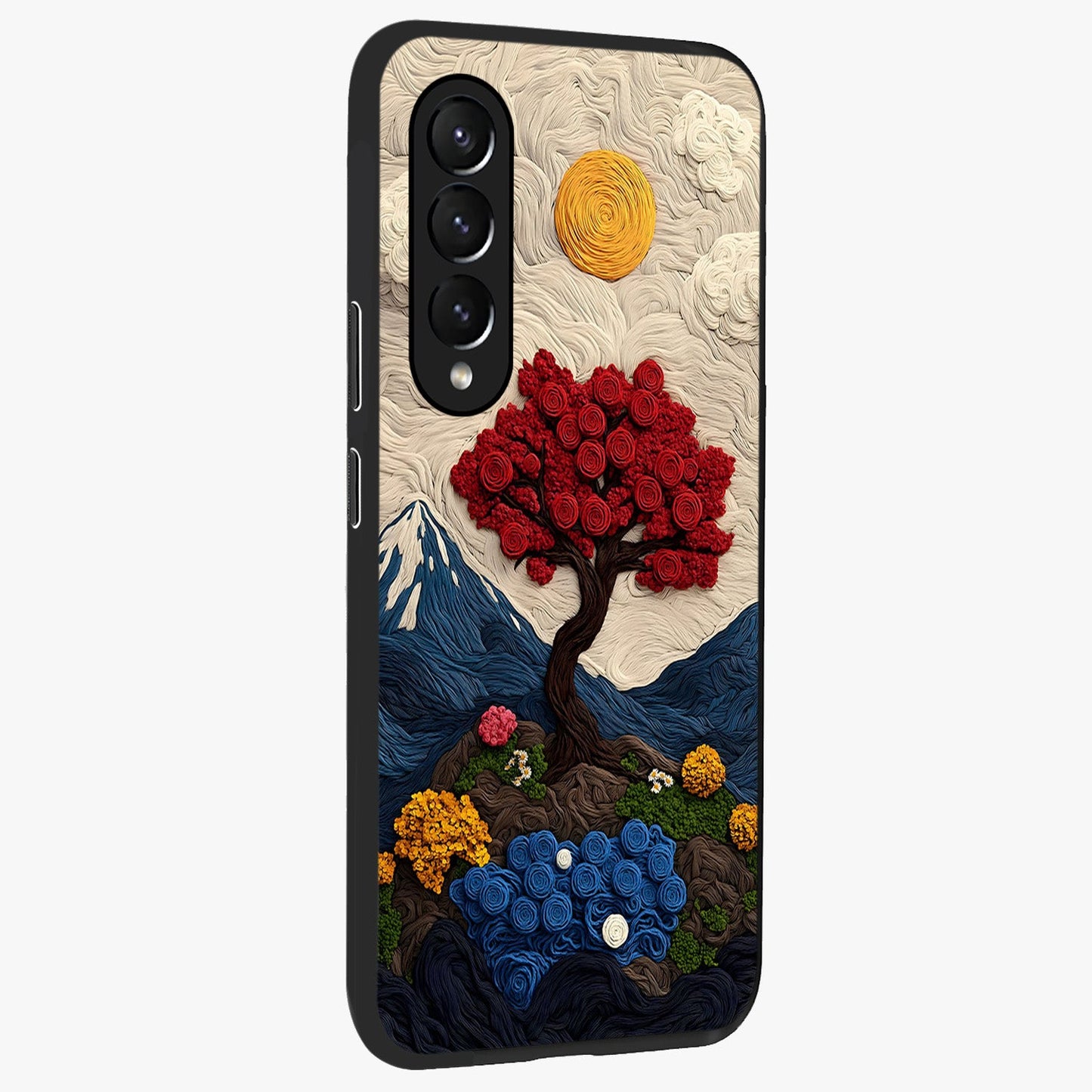 Eternal Nature Tapestry Glass Case upright view showcasing elegant nature tapestry design with decorative style.