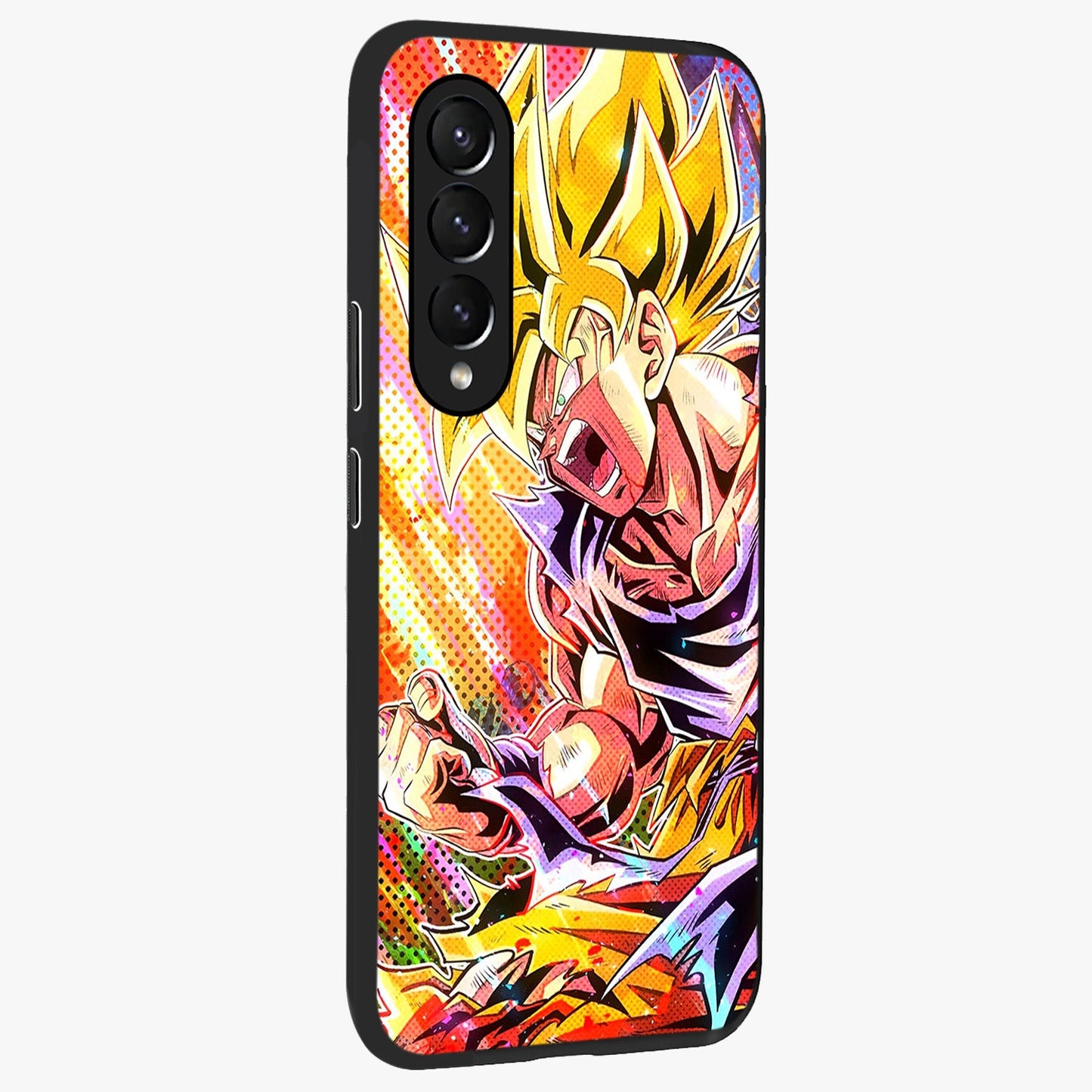 Firing Goku Glass Case upright view showcasing energetic anime artwork with bold warrior theme.