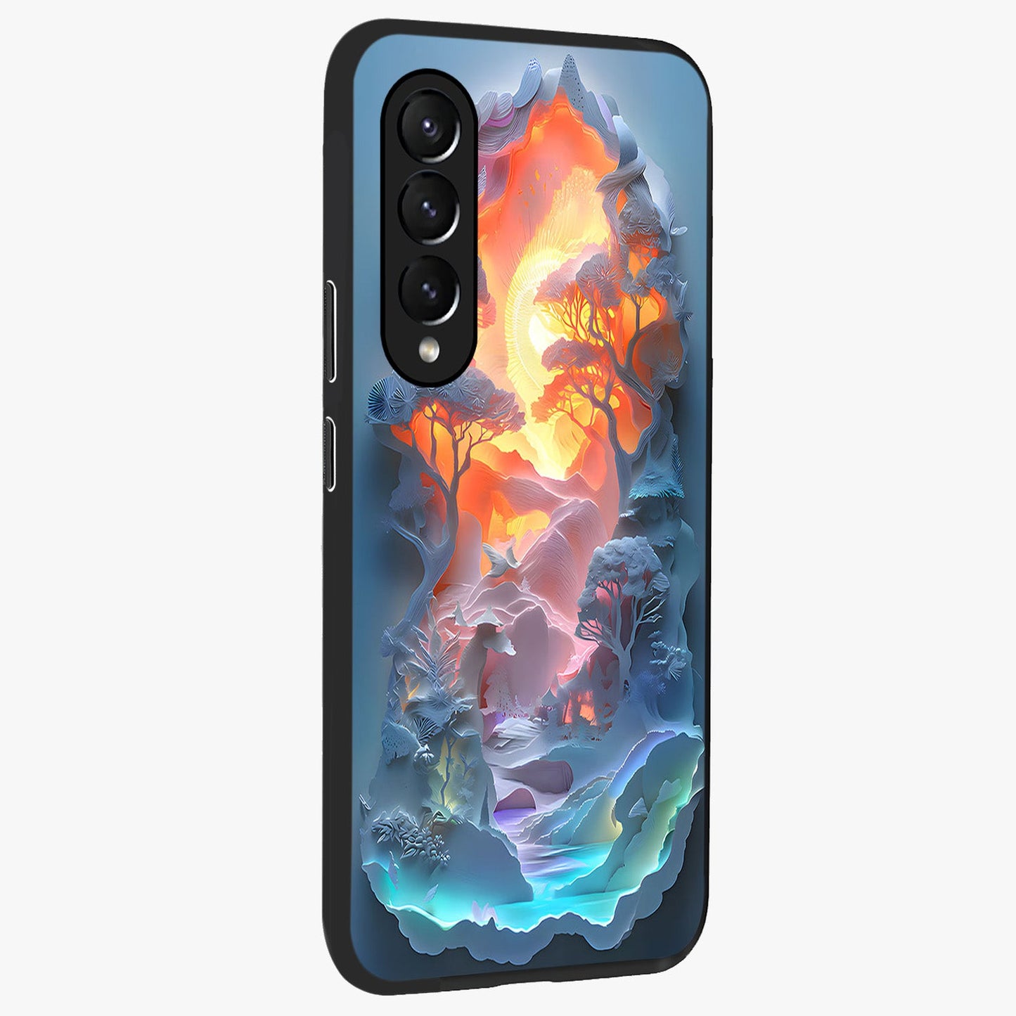Glow Forest Portal Glass Case upright view showcasing enchanted forest portal artwork with fantasy nature theme.
