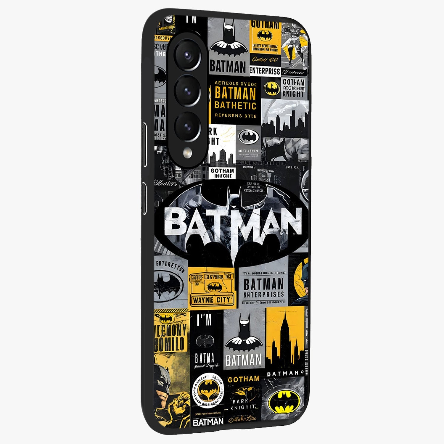 Knight Gotham Rise Glass Case upright view showcasing bold vigilante themed artwork with gothic city vibe.