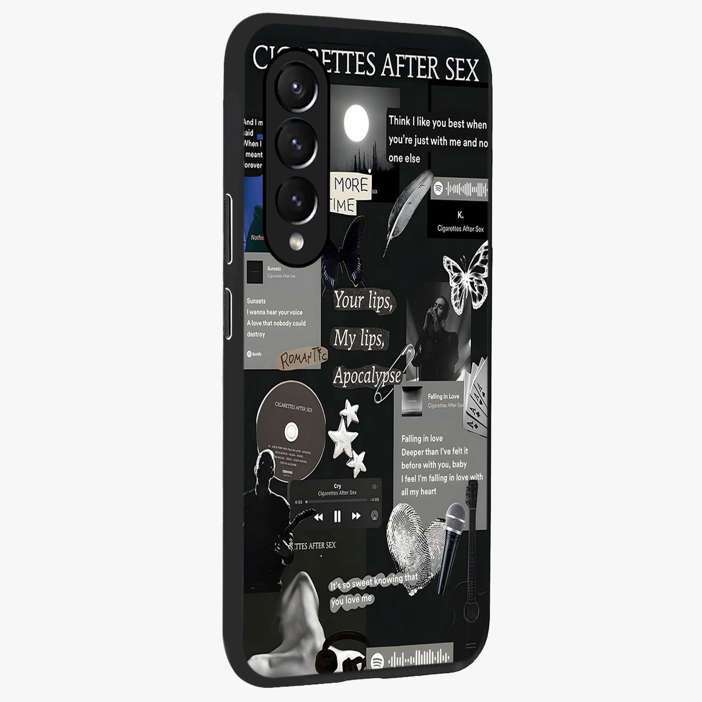 Midnight Love Echo Glass Case upright view showcasing expressive romantic artwork with dreamy midnight theme.
