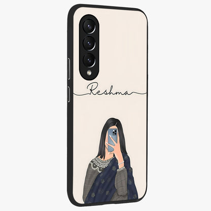 Mirror Mood Muse With Custom Name Glass Case upright view showcasing artistic mirror themed artwork with personalized aesthetic.