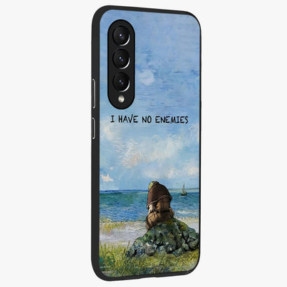 Peace Beyond War Glass Case upright view showcasing powerful peace symbol artwork with inspirational theme.