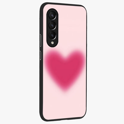 Pink Aura Heart Glass Case upright view showcasing romantic heart artwork with soft pastel theme.