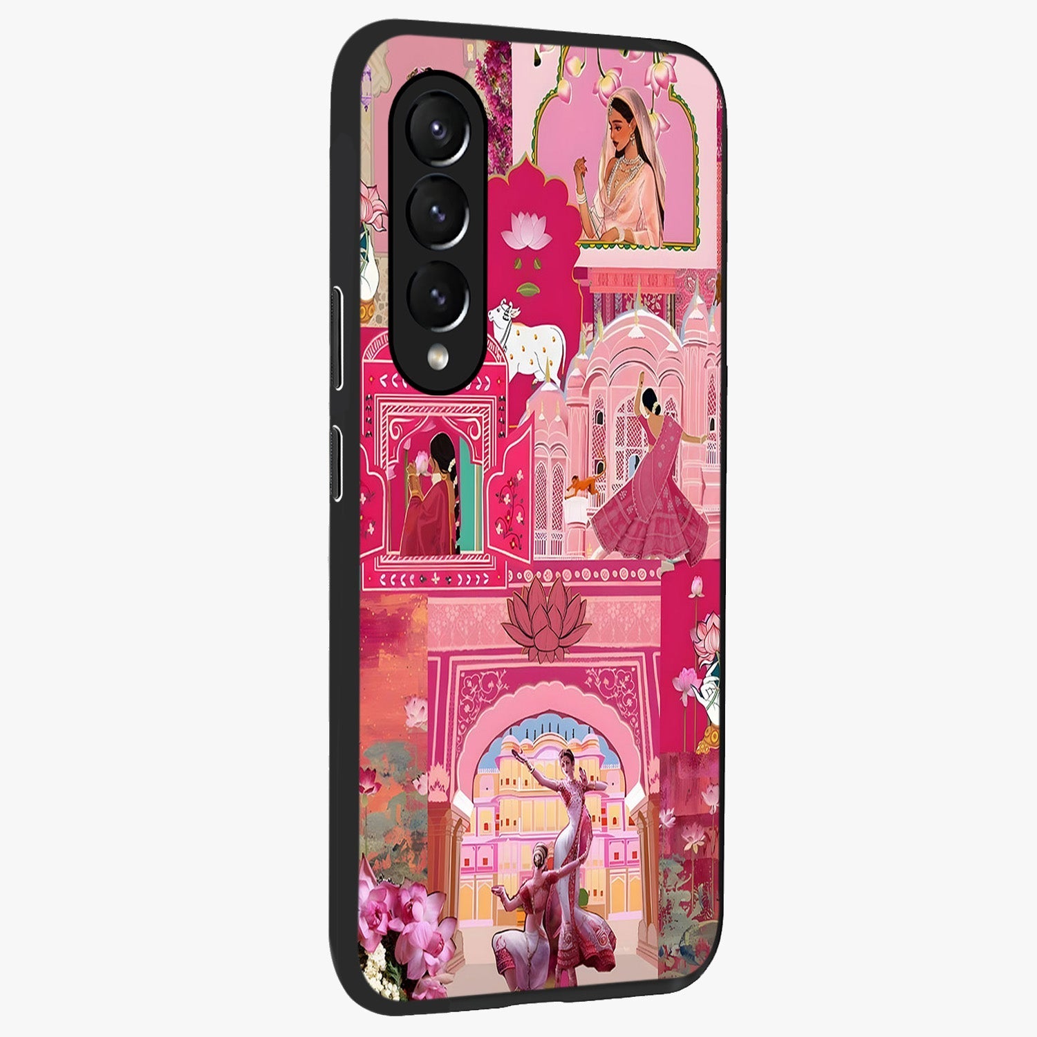 Pink Palace Muse Glass Case upright view showcasing artistic palace artwork with graceful royal theme.