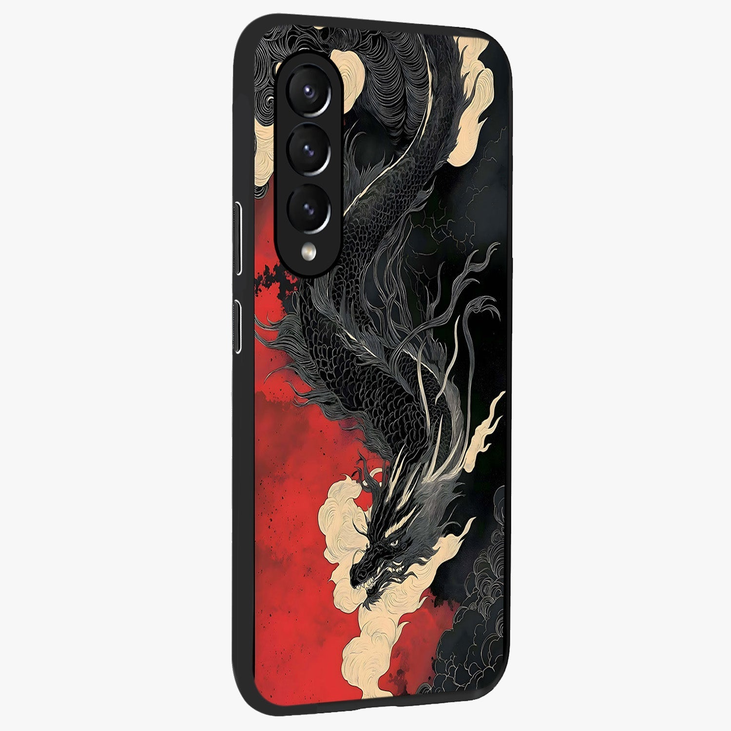 Shadow Dragon Fury Glass Case upright view showcasing intense dragon artwork with dramatic shadow theme.