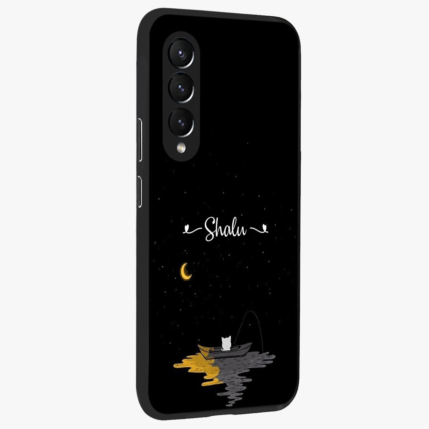 Silent Night Row Glass Case upright view showcasing tranquil night artwork with serene landscape theme.