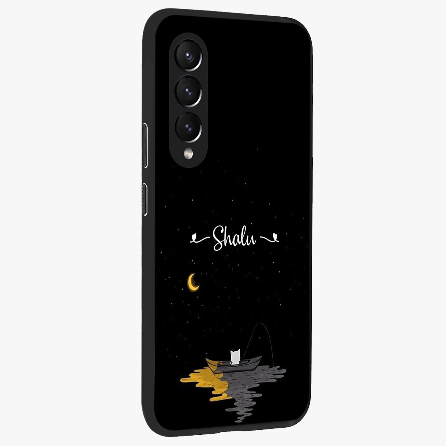 Silent Night Row Glass Case upright view showcasing tranquil night artwork with serene landscape theme.