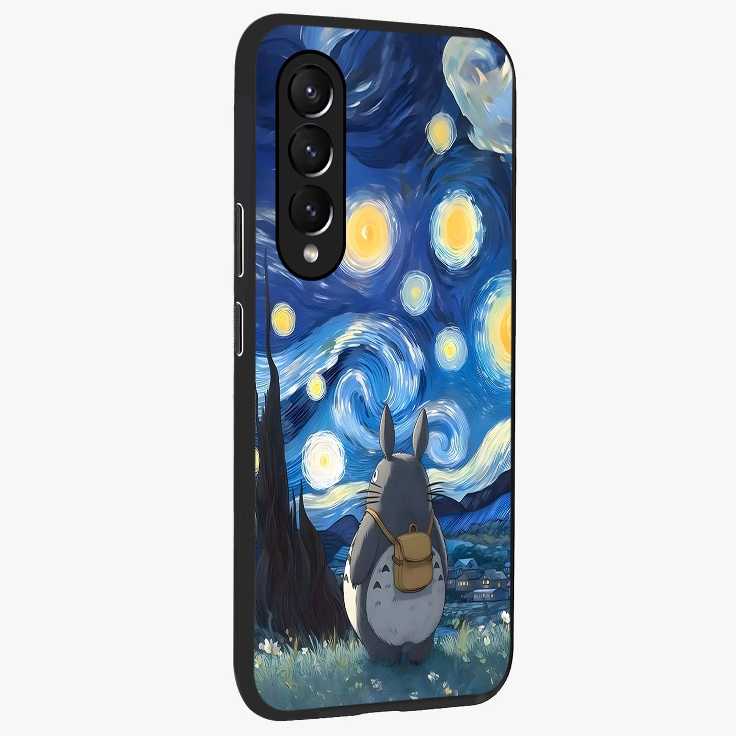 Totoro In Van Gogh Art Glass Case upright view showcasing creative character artwork with painterly artistic theme.