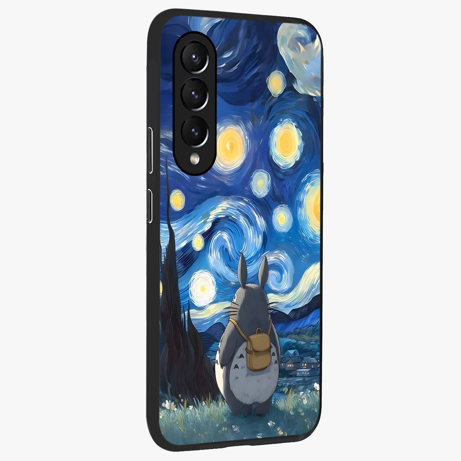 Totoro In Van Gogh Art Glass Case upright view showcasing creative character artwork with painterly artistic theme.