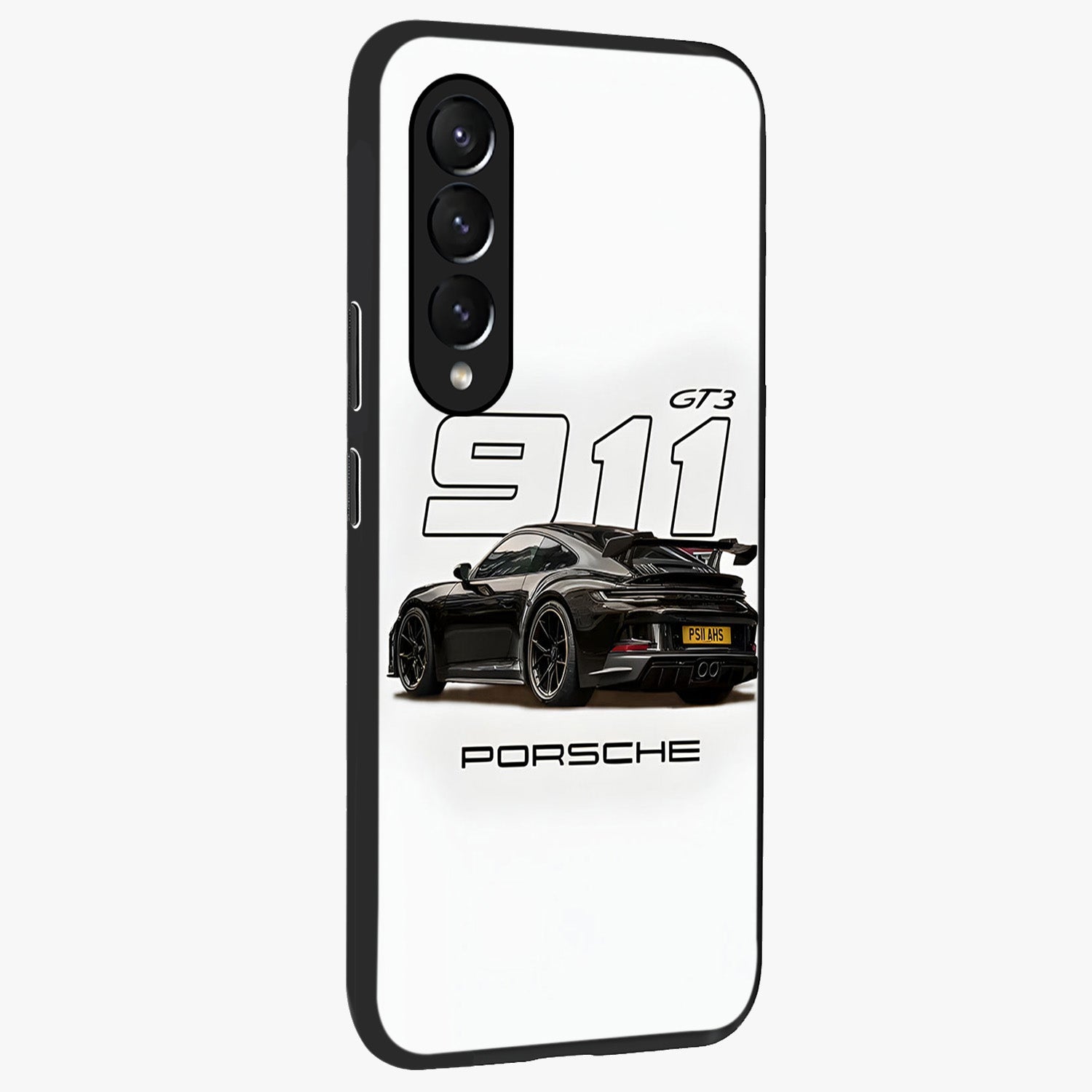 Turbo Legacy Icon Glass Case upright view showcasing bold racing inspired artwork with classic car theme.