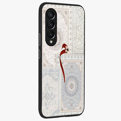 White Aesthetic Bow Glass Case upright view showcasing delicate ribbon bow artwork with cute minimalist theme.