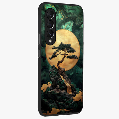 Zen Moon Rise Glass Case upright view showcasing serene moon artwork with tranquil night theme.