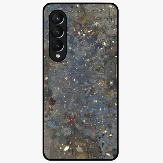 Aesthetic Astrolophia Glass Case showing flat back view with dreamy aesthetic design and glossy glass finish.