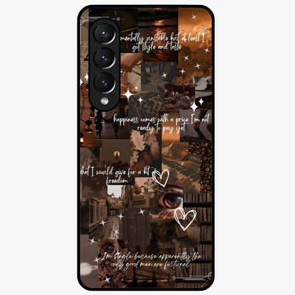 Bittersweet Aesthetic Chaos Glass Case showing flat back view with artistic chaotic aesthetic design and glossy glass finish.